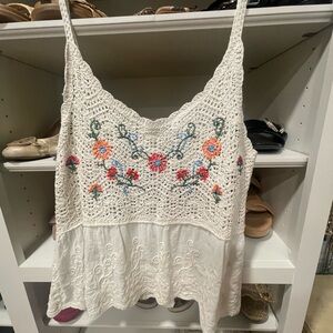 Altar'd State Floral Embroidered Crochet Tank Top